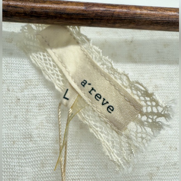 A’reve size Large Women’s Ivory Linen Blend Lace Trim Rhinestone Tank Top - Picture 5 of 7